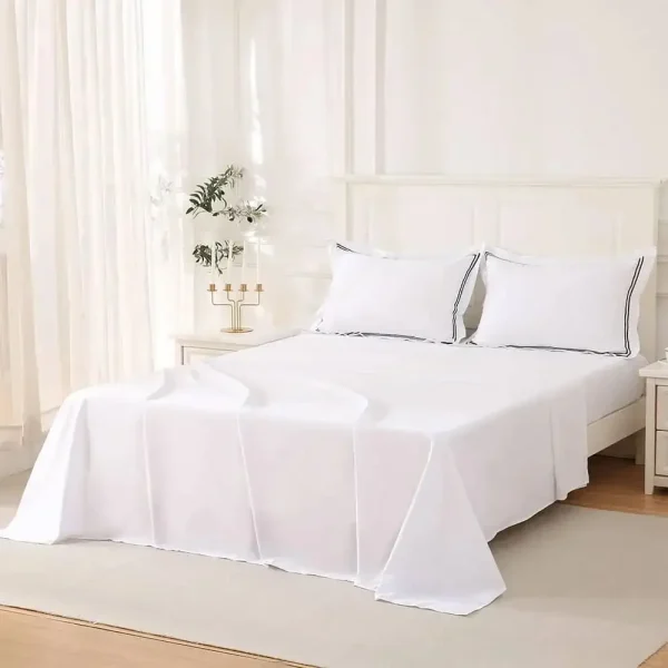 Plain Dyed Flat Sheet Set White