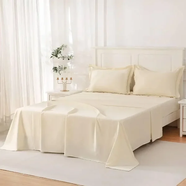 Plain Dyed Flat Sheet Set Beige