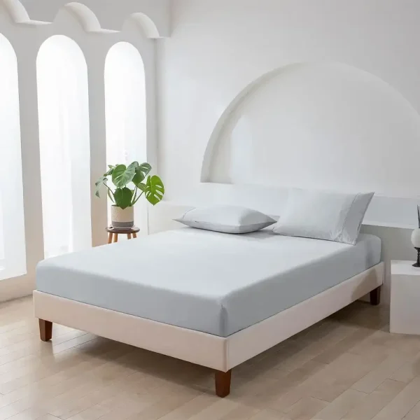 Plain Dyed Fitted Sheet Set Light Gray