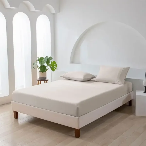 Plain Dyed Fitted Sheet Set Light Tan