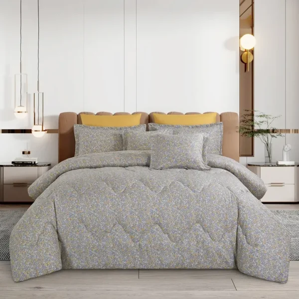 Yellow and Blue Garden Floral Comforter Set Cotton Yarn