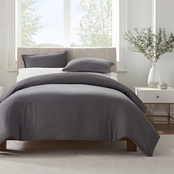 Plain Dyed Duvet Cover Set Dark Gray