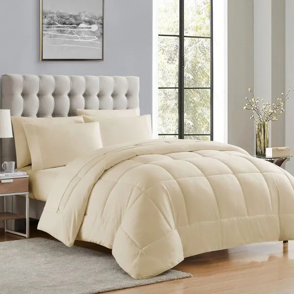 Plain Dyed Comforter Set Light Yellow
