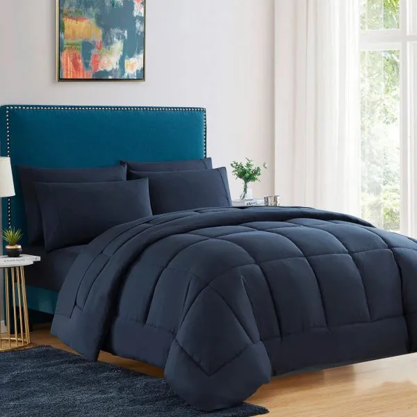 Plain Dyed Comforter Set Navy Blue