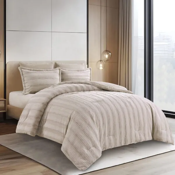 Plush Faux Rabbit Fur Comforter Set