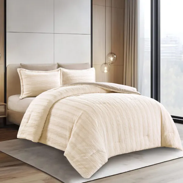 Plush Faux Rabbit Fur Comforter Set