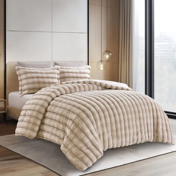 Plush Faux Rabbit Fur Comforter Set