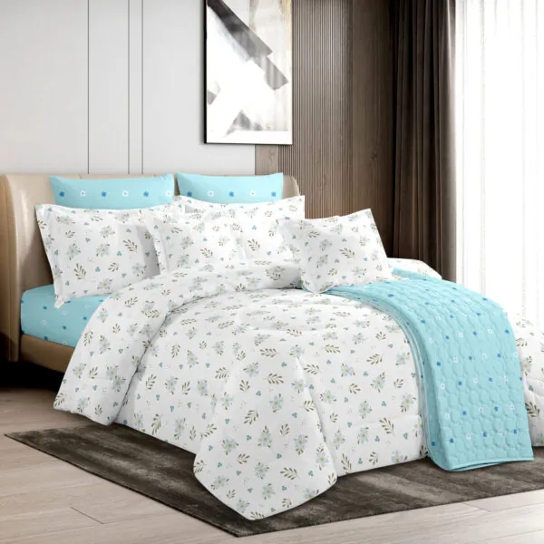 Printed Comforter Set Elegant Quilted Bedspread All-Season for Bedroom