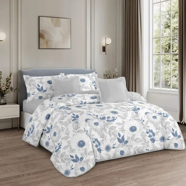 Bule Floral Fashionable Comfortable Comforter Set