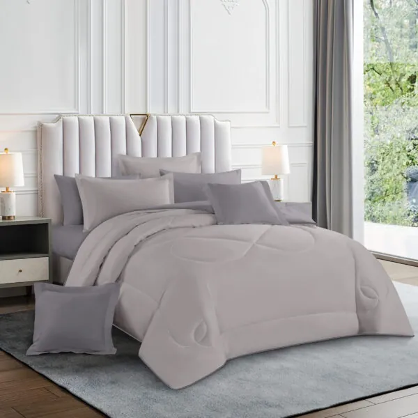 New Solid Comforter Set Light Grey