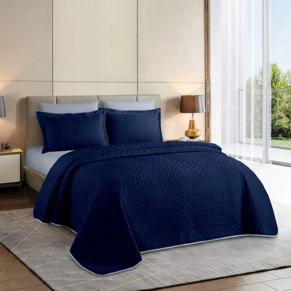 Bed Collection Solid Bedspread Sets Navy Blue