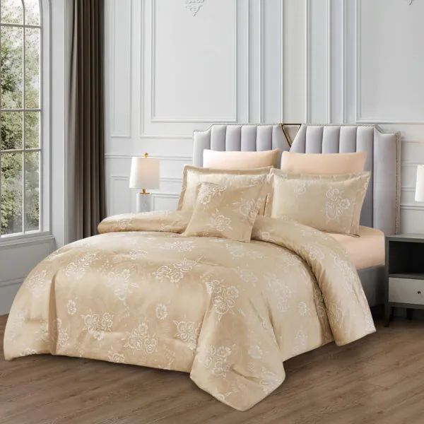 YOUNGFEEL Jacquard Comforter Set Light Tan