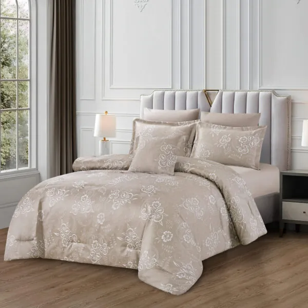 Luxury Jacquard Comforter Set Brown