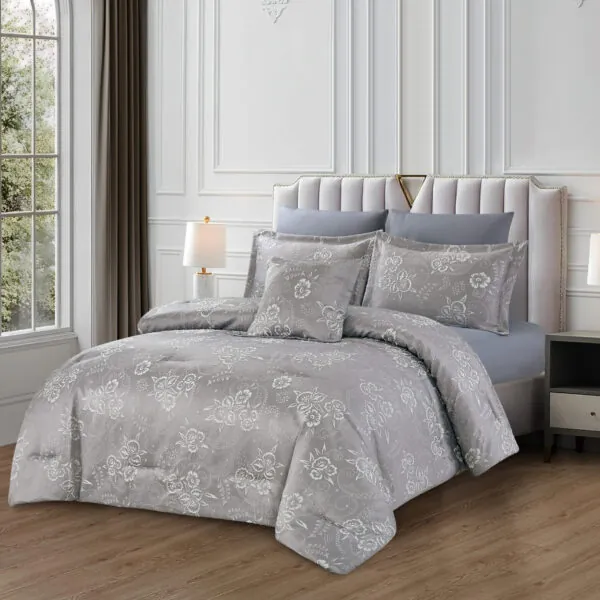 Luxury Jacquard Comforter Set Grey
